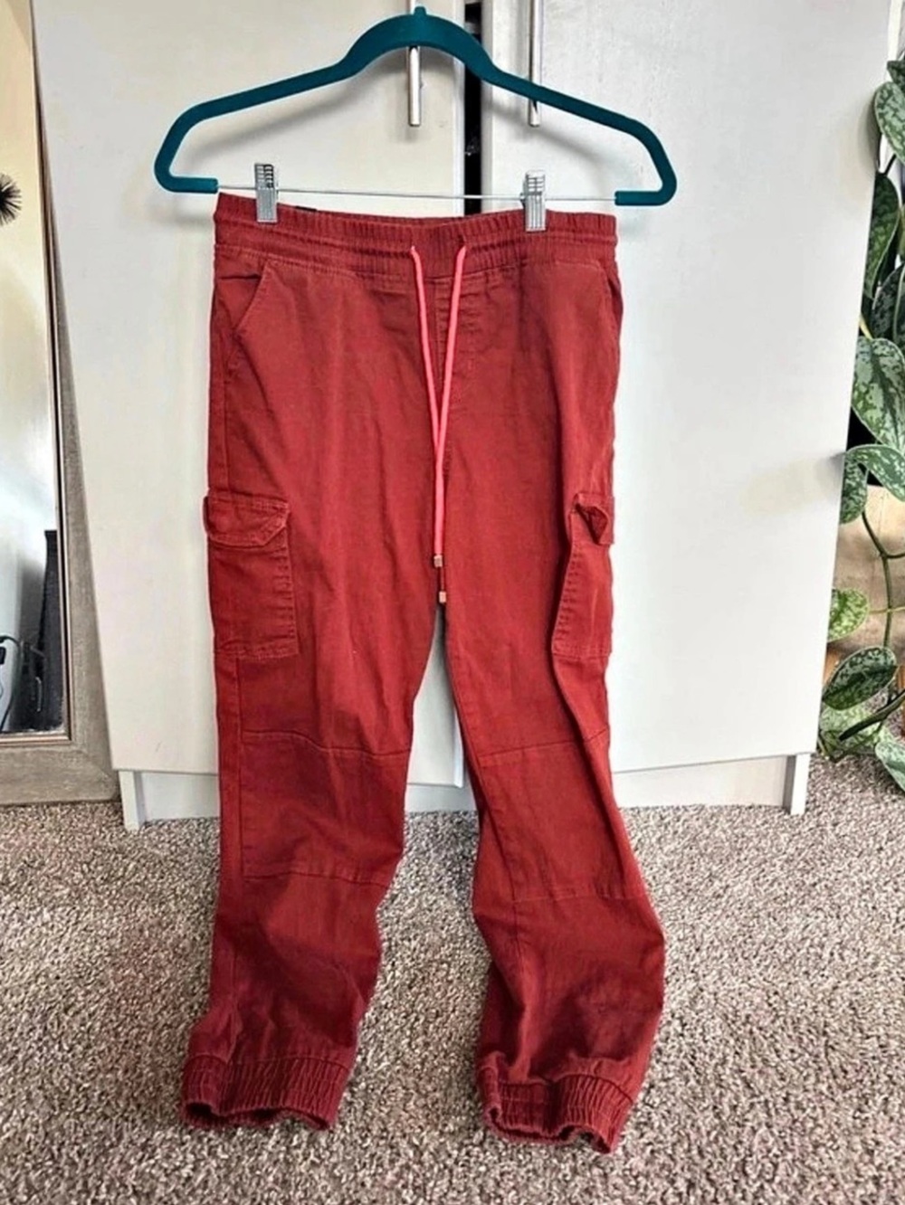 Elite Jeans P1952-84 Cargo Jogger Pants in Red Size Large